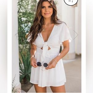 Pink Lily White Romper